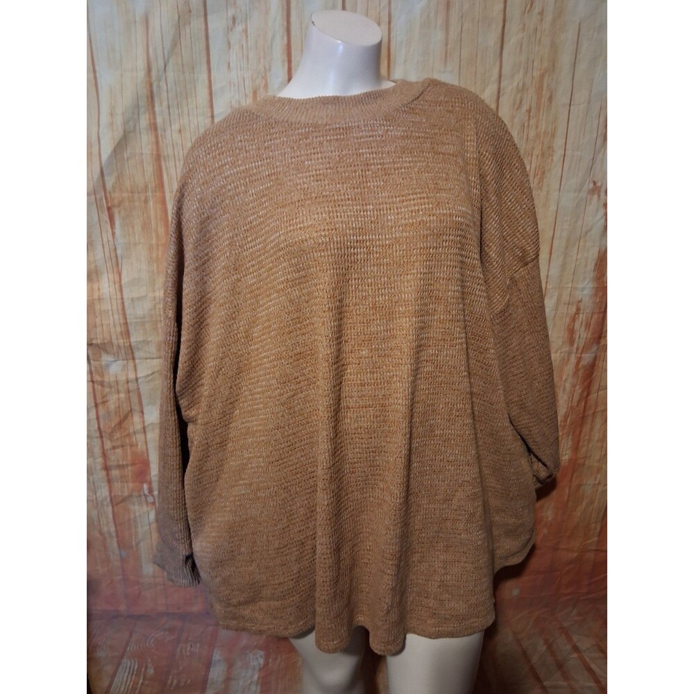 Sonoma Brown Long Sleeve Mock Neck Pullover Blouse Sz 3X